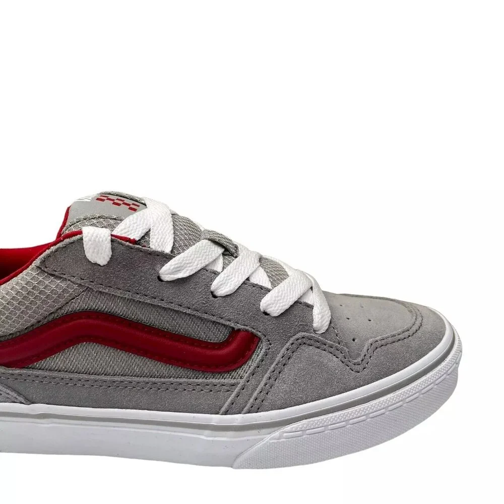 Vans Caldrone Youth Boy's Suede Sneakers Size‎ 5 Gray-Red Classic Stylish Shoes